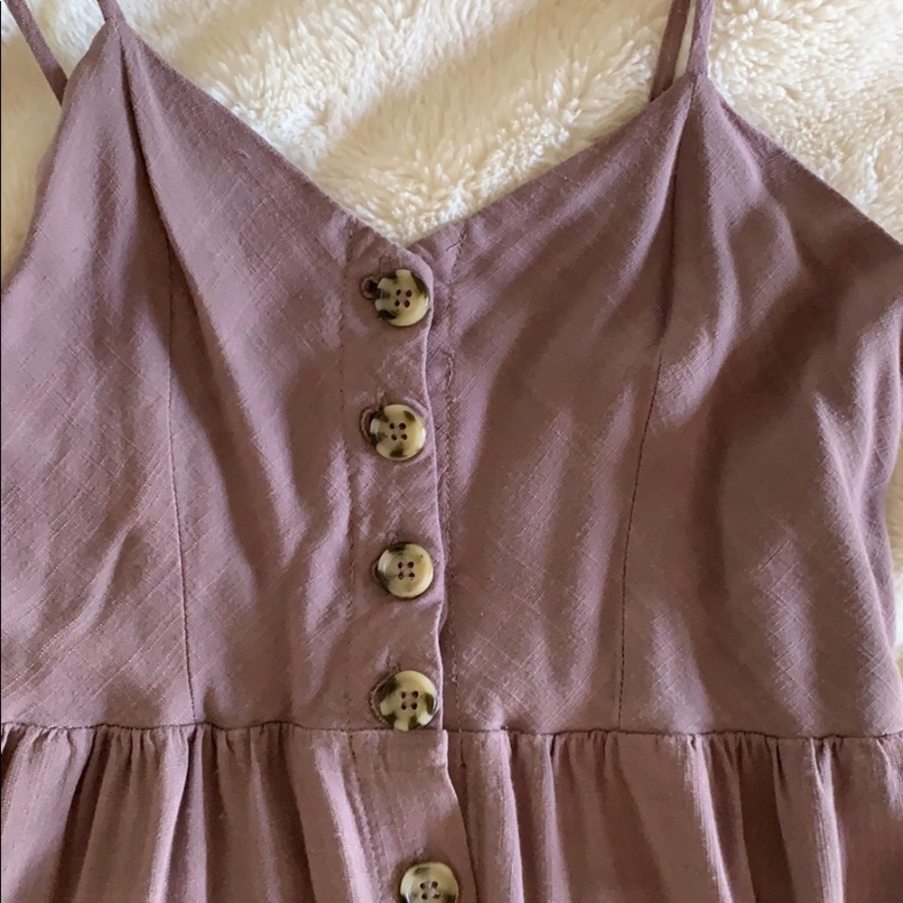 Good Luck Gem Button Front Midi Dress Purple Large